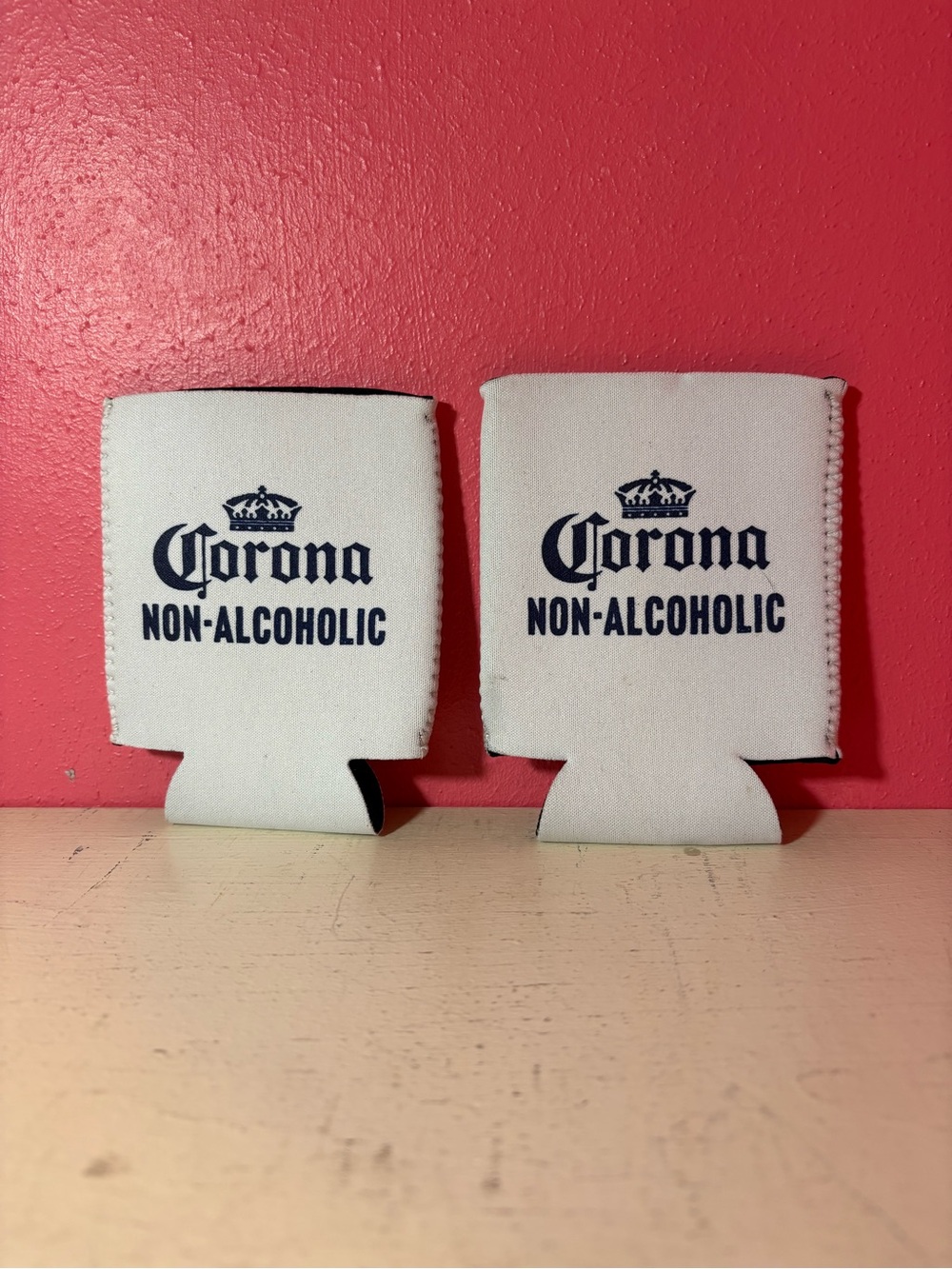 Corona Set of 2 White Can Cooler Koozies Non-Alcoholic Summer Beach Collectible